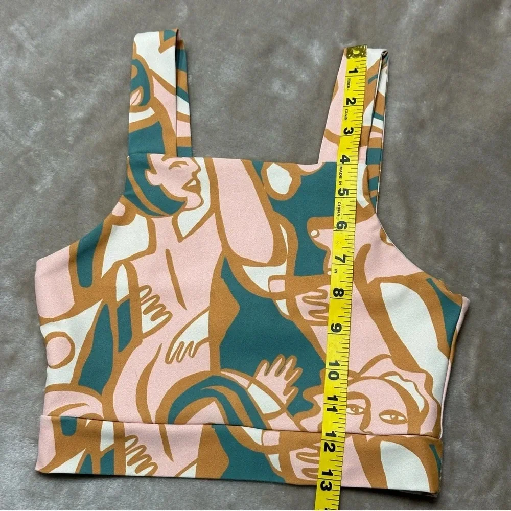 Dazey LA Anthropologie Activewear Sports Bra Green Peach Size Small